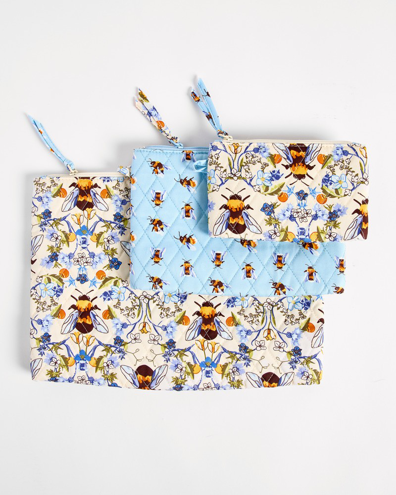 Beeレディ　 Bee Floral Stripe柄♡巾着付きトートバッグ 3 Pouch Set in Bee Garden | Vera Bradley | The Paper Store