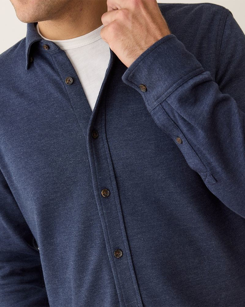 Pacifica Stretch Twill Shirt in Navy | Marine Layer | The Paper Store