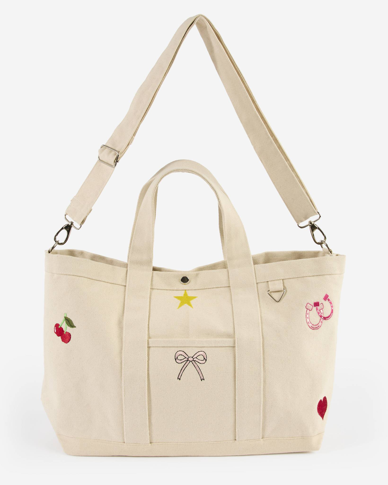 Embroidered Icons White Canvas Tote Bag | Uncharted Threads | The