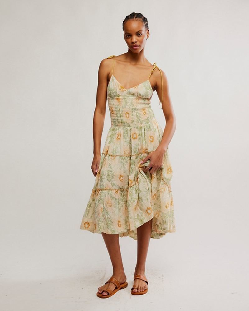 Adriel Midi Dress in Ivory Combo | Free People | The Paper Store