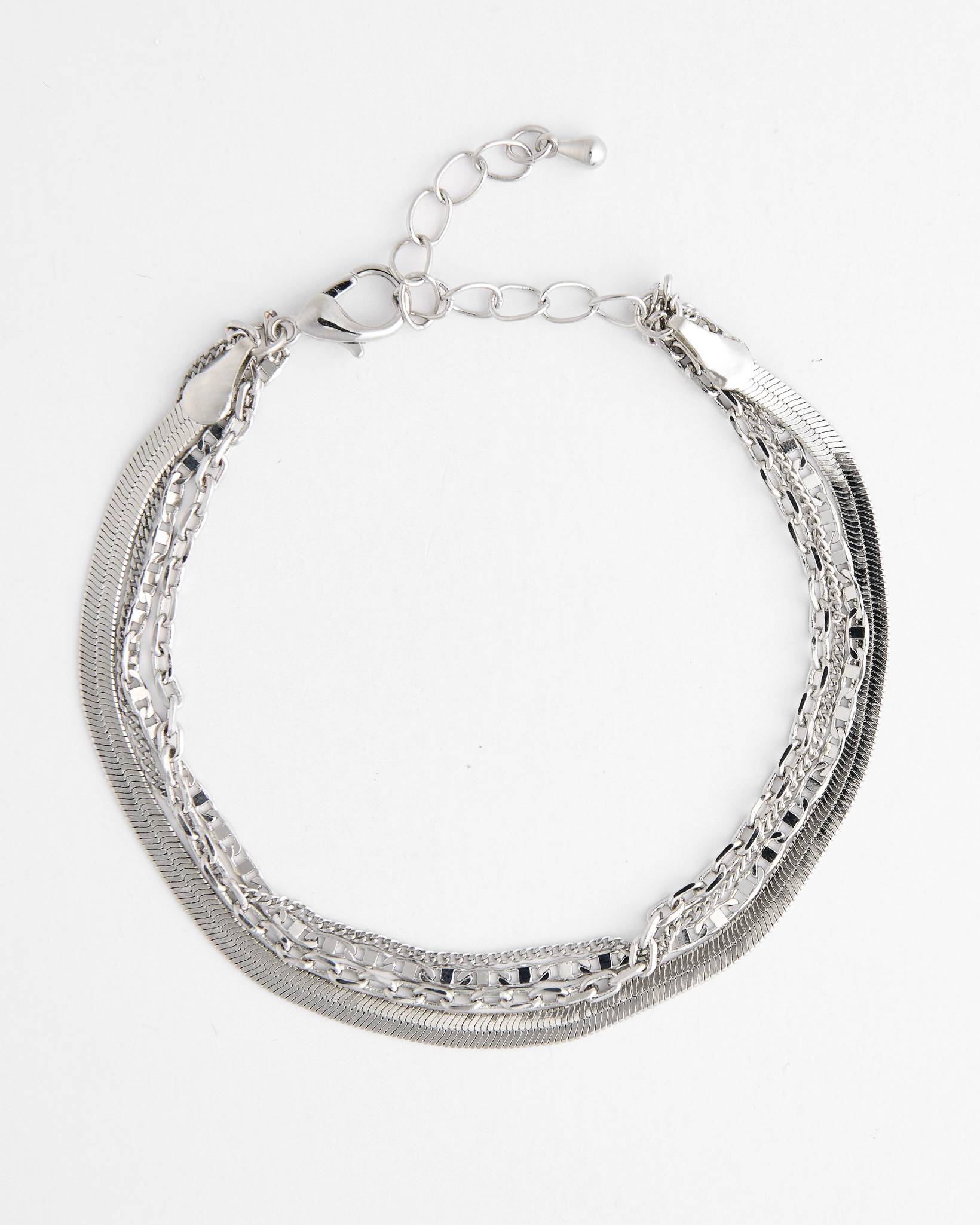 Four Strand Thin Herringbone Chain Bracelet in Silver | Uncharted ...