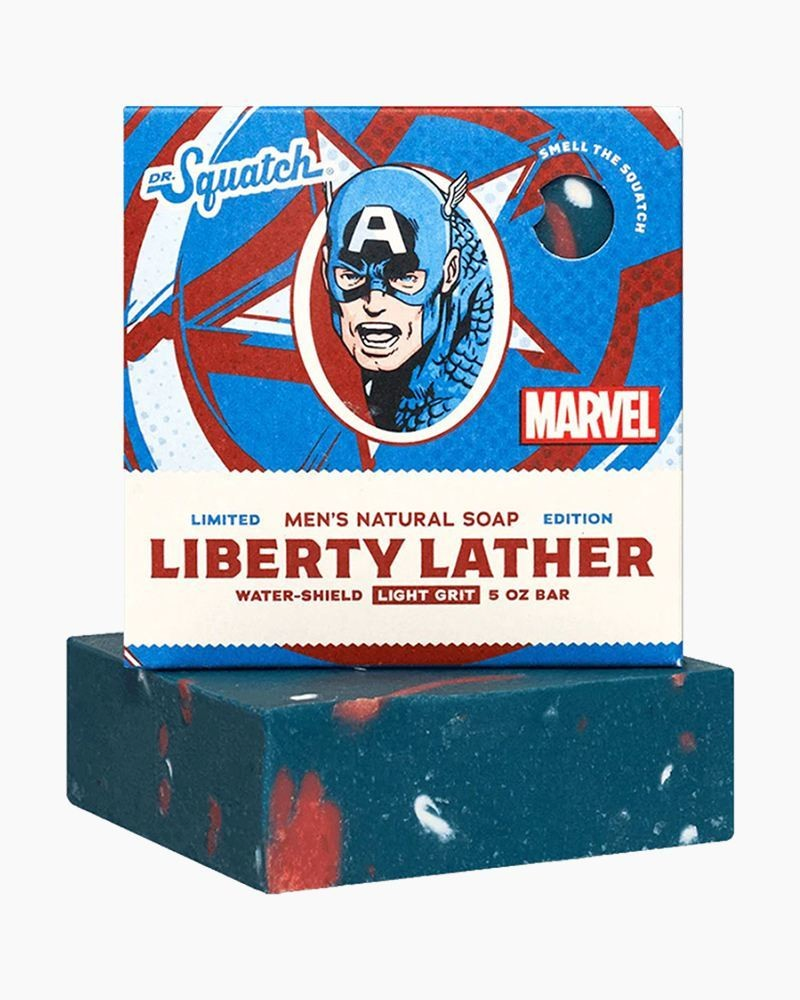 Captain America Liberty Lather Natural Bar Soap | Dr Squatch | The ...