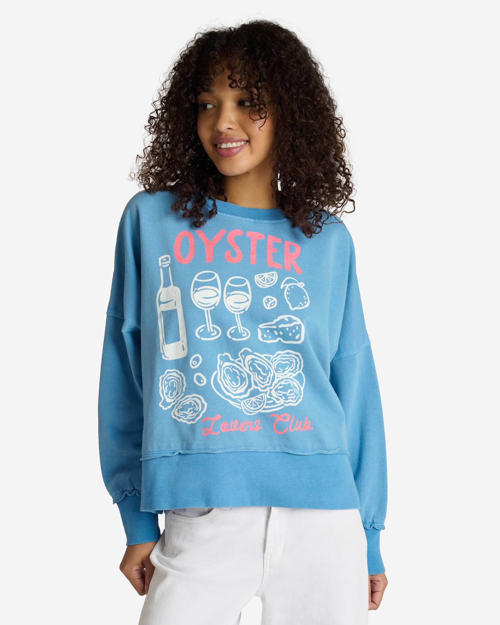 Oyster Lovers Club Pullover Sweatshirt in Blue | Uncharted Threads