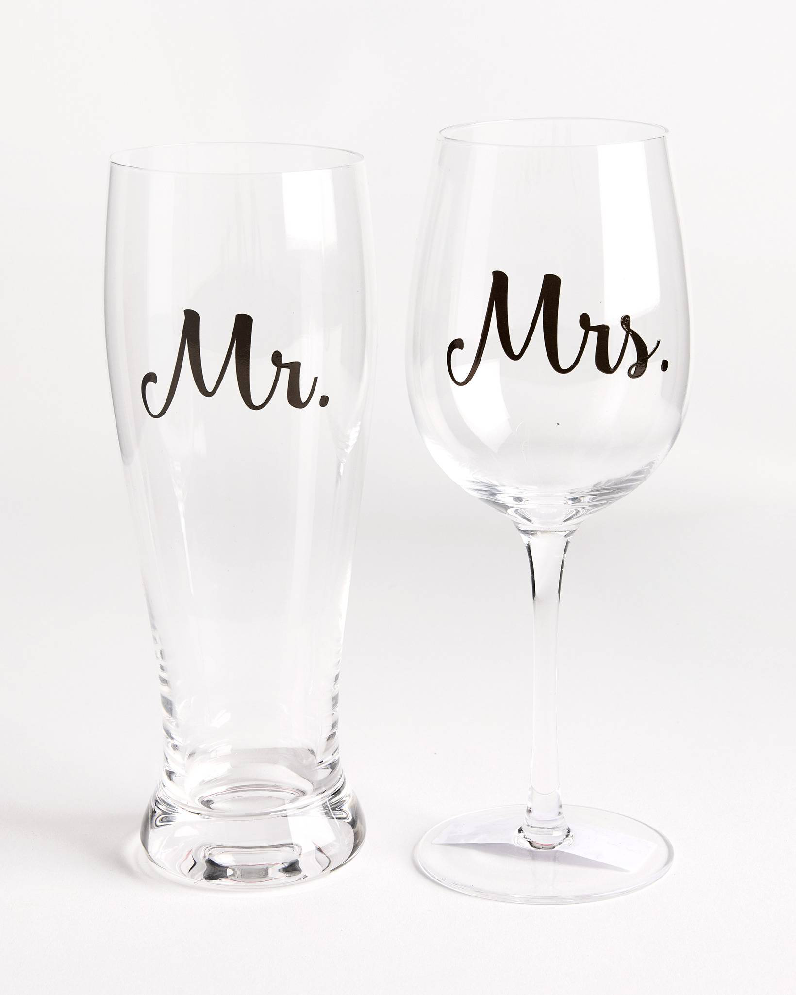 Mr. and Mrs. Pilsner and Wine Glass Set