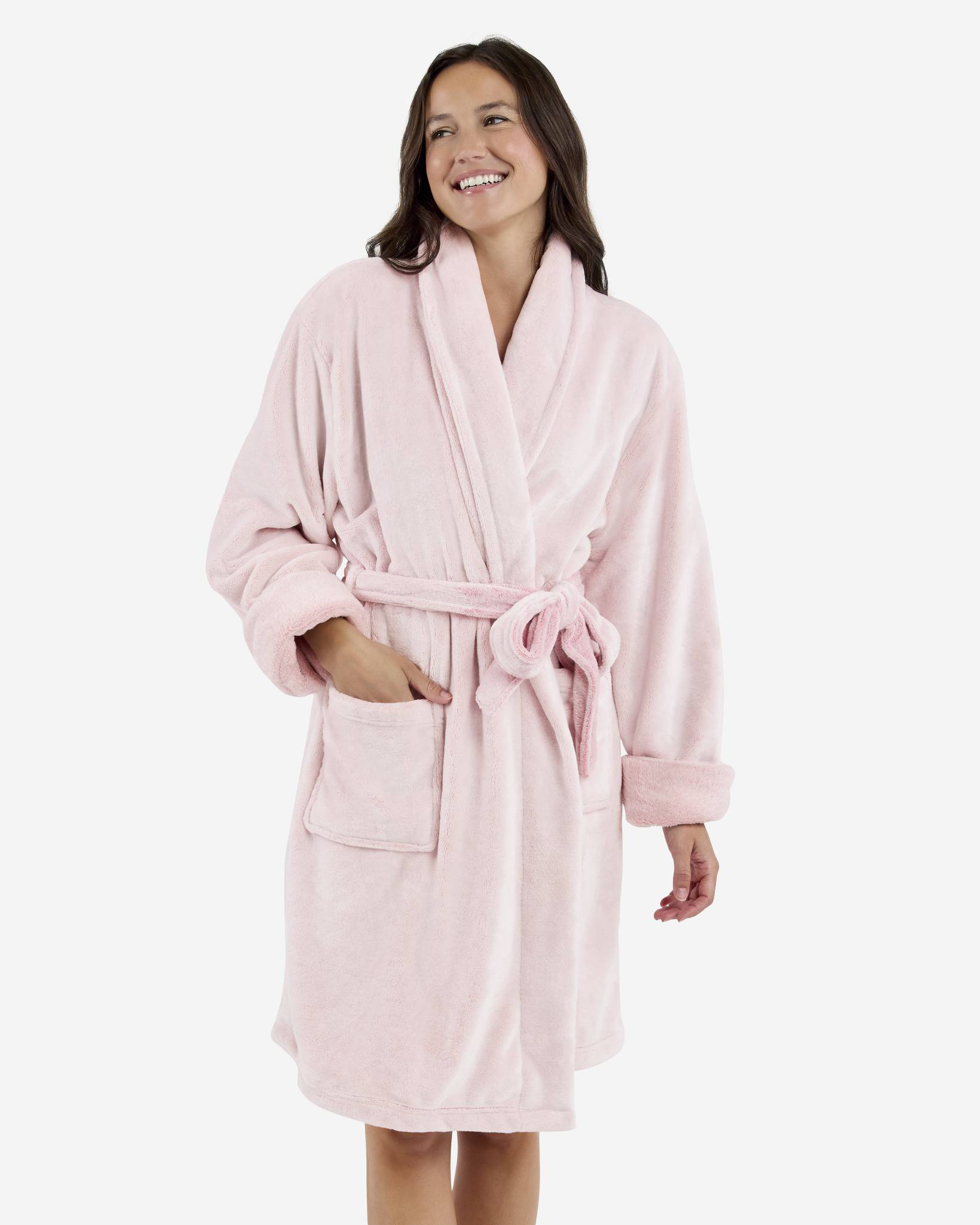 Shawl Collar Luxury Robe in Pink | mia & tess | The Paper Store