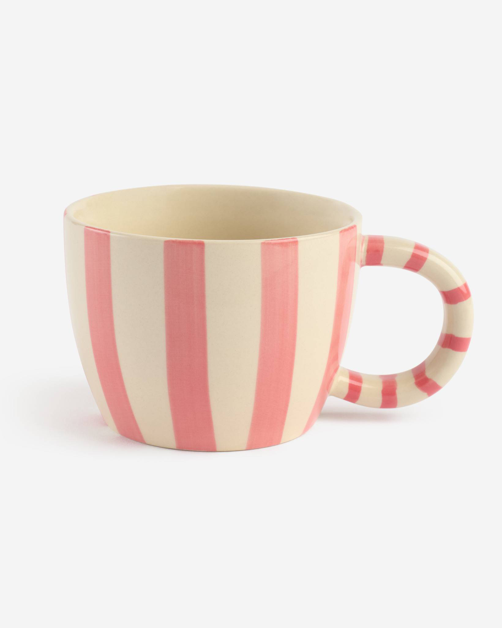 Pink and White Stripes Hand-Painted Mug