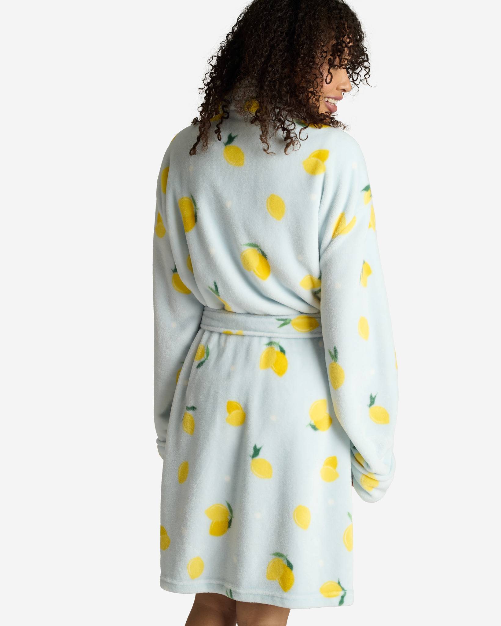 Light Blue Lemon Pattern Robe | mia & tess | The Paper Store