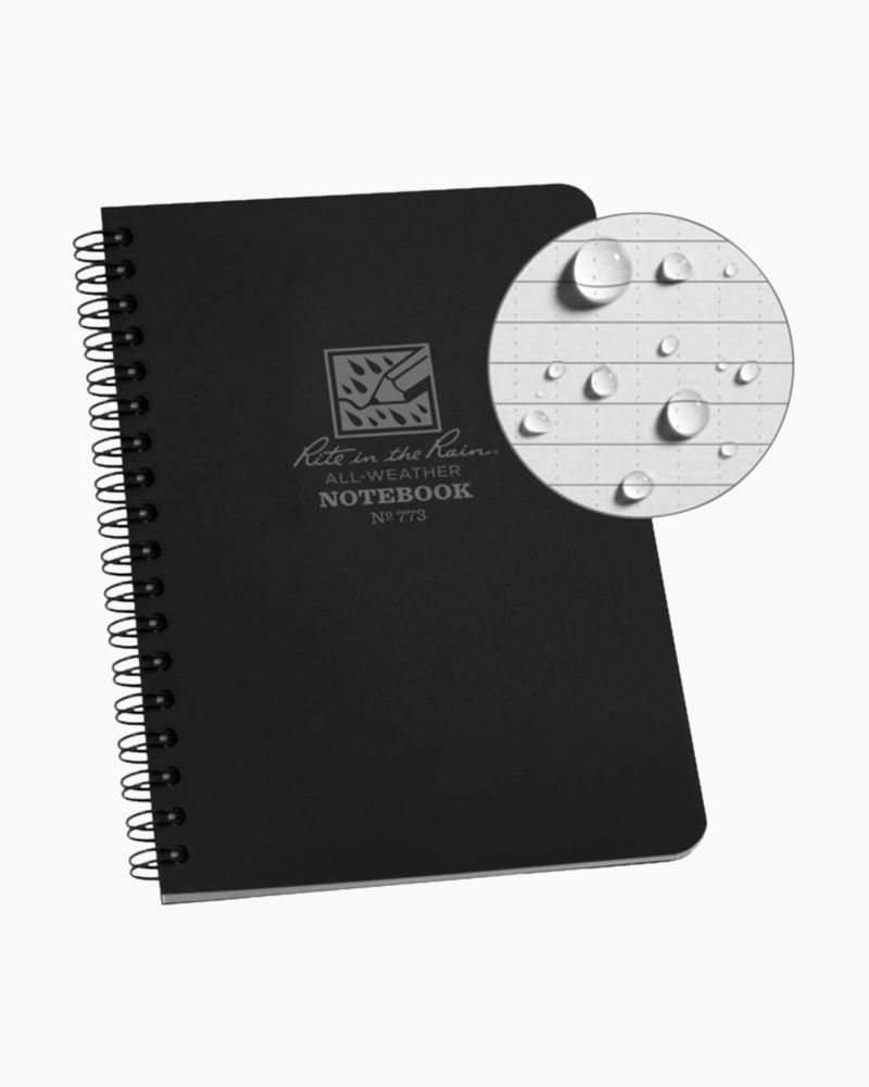 Side Spiral Notebook in Black | Rite In The Rain | The Paper Store