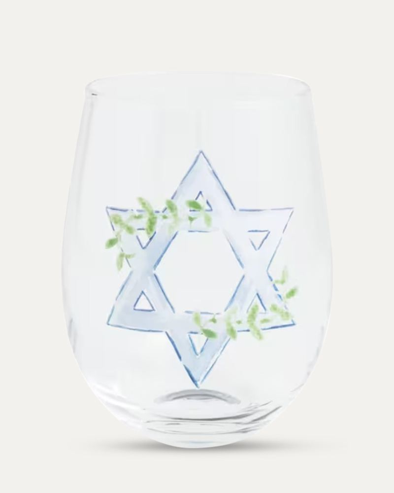 Hanukkah Star of David Stemless Wine Glass