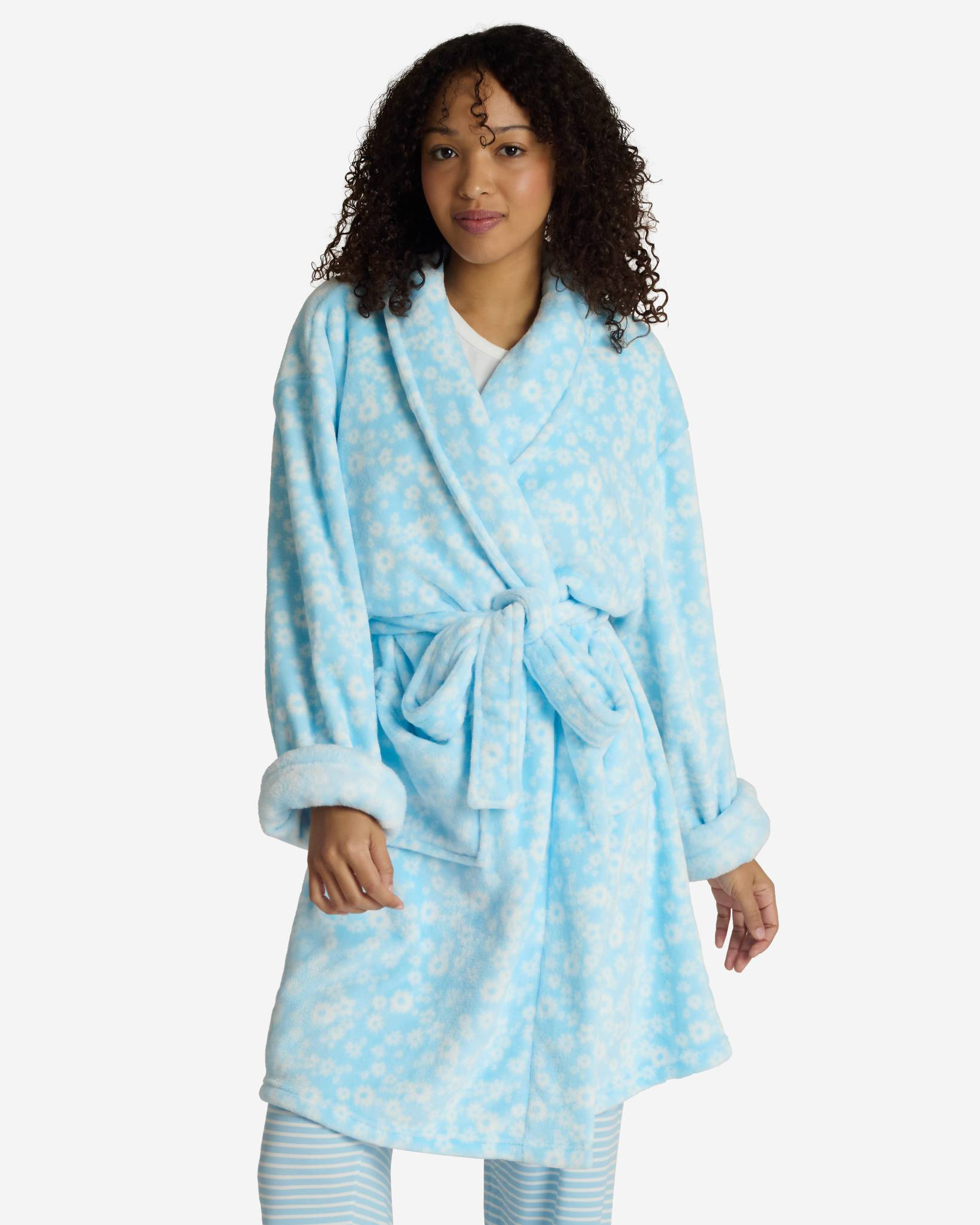 Light Blue Floral Texture Robe | mia & tess | The Paper Store