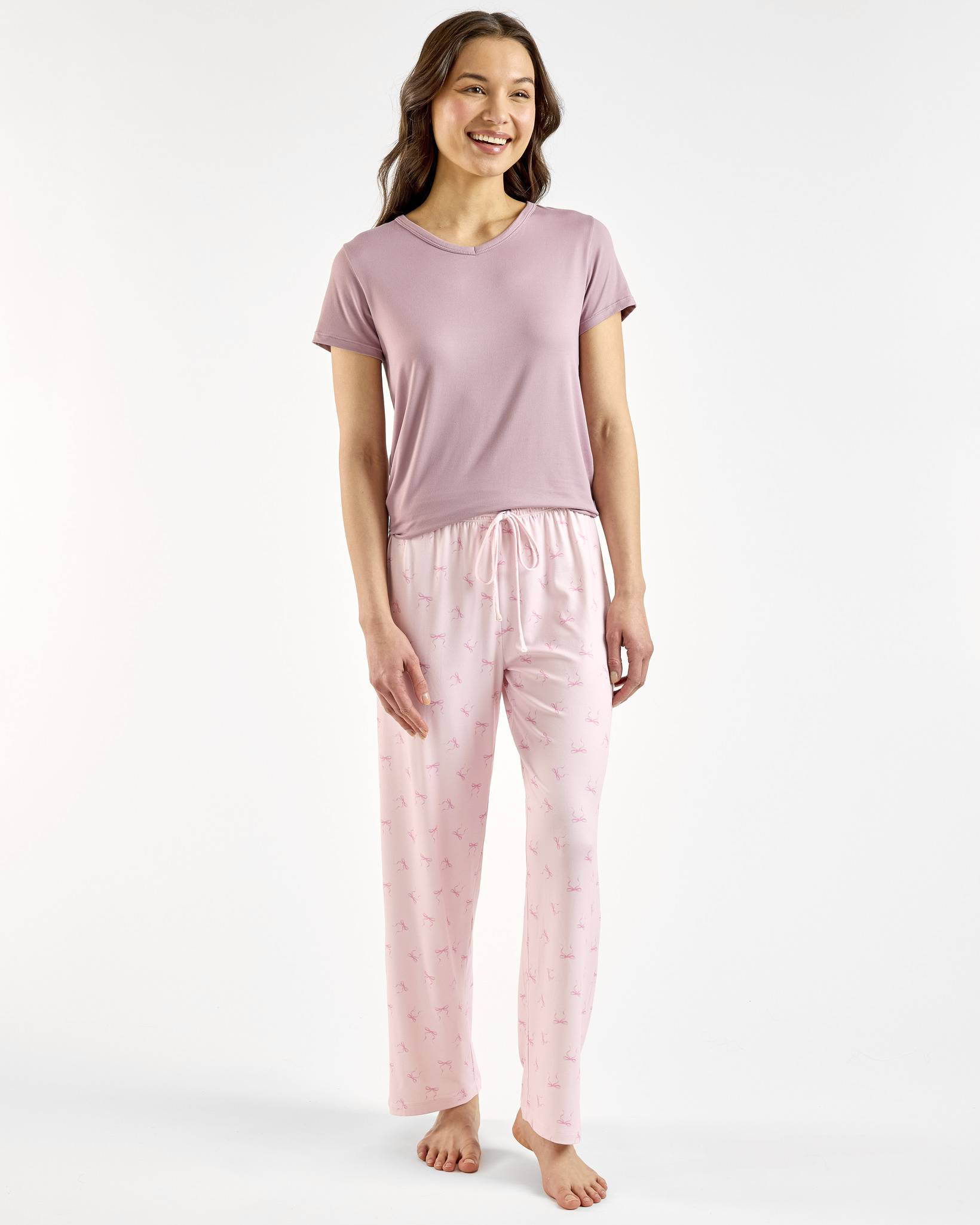 Pink Bow Pattern PJ Lounge Pants | mia & tess | The Paper Store