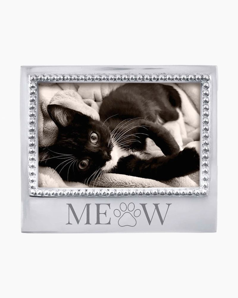 Mariposa Aluminum Meow Beaded Frame, 4" x 6" - Silver