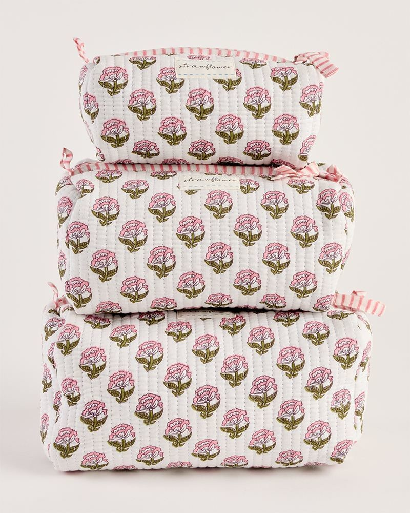 Bri Heritage Large Quilted Block Print Cosmetic Pouch | Strawflower ...